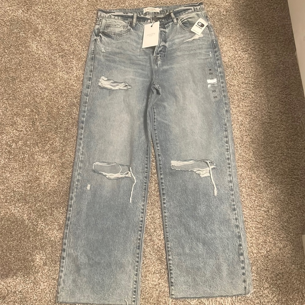 light denim, dad jeans. brand new, with tags.